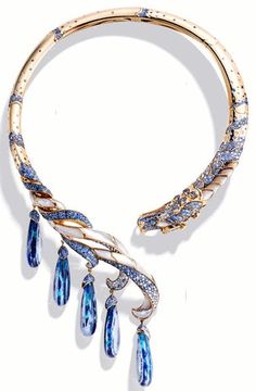 Necklace from John Hardy's Cinta High Jewelry Collection Art Jewelry Design, Jewellery Design Sketches, Ocean Necklace, High Fashion Jewelry, Jewelry Design Drawing, Blue Diamonds, Jewellery Sketches, Necklace Design, Fancy Jewellery