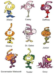 an image of cartoon characters with names