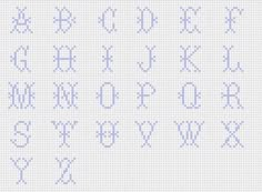 cross stitch alphabets in blue and white