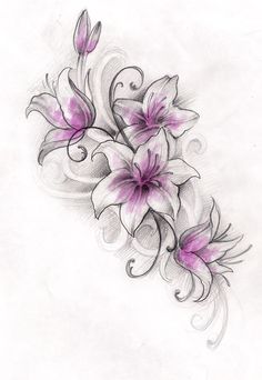 a drawing of some flowers on a white paper