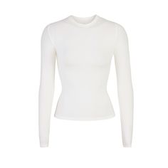 COTTON JERSEY LONG SLEEVE T-SHIRT | MARBLE - COTTON JERSEY LONG SLEEVE T-SHIRT | MARBLE Single Clothes, Jersey Long Sleeve, White Long Sleeve Top, White Long Sleeve Shirt, Basic Long Sleeve, Basic Shirts, Basic Outfits, Dream Clothes, Looks Vintage