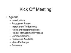 the words kick off meeting are in black and white