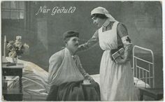 an old postcard shows a nurse tending to a patient