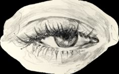 a drawing of an eye with long lashes