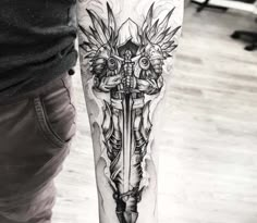 Tyrael tattoo by Ricardo Da Maiat Archangel Tattoo, Sketch Style Tattoos, Black And Grey Tattoo, Knight Tattoo, Forearm Sleeve Tattoos, Muster Tattoos, Warrior Tattoos, 4 Tattoo, Gaming Tattoo