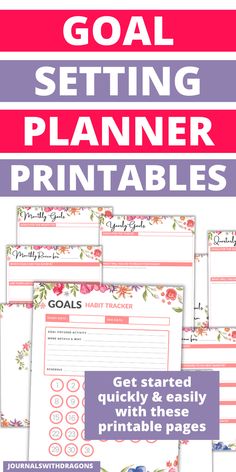 Level up your goal-setting game with our digital downloadable planner insert pages! Whether you're aiming for self-development, organizing your household binder, or creating a life planner, our goal setting printables have you covered. Unleash your potential with journal ideas and planner pages to become your best self. Start the journey to a new year, new you! | goal setting printables, planner insert pages, self development, productivity, self motivation, goal tracker Monthly Goal Tracker, Organization Journal, Journal Ideas Writing, Planner Ideas Digital