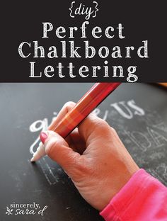 a person writing on a blackboard with the words perfect chalkboard lettering