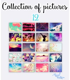 the collection of pictures is displayed in this poster