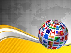 a globe with flags on it and an abstract background royalty illustration