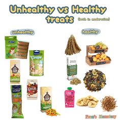 an advertisement for healthy snacks with the words unhealthy vs healthy treats