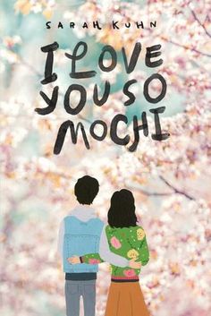 i love you so much poster with two people standing next to each other in front of cherry blossom trees