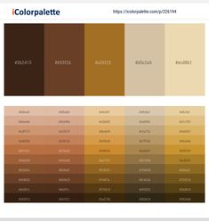 the color palette is shown in shades of brown, beige and light brown with different colors