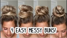 Easy Messy Buns, Quick Bun Hairstyles, Medium Long Hairstyles, Hairstyle Youtube, Easy Bun Hairstyles, Hair Bun Tutorial, Easy Hairstyles For Medium Hair, Messy Buns, Easy Hair Updos