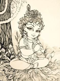 Gopal Krishna, Sree Krishna, Pichwai Art, Rajasthani Painting, Baby Krishna, Krishna Radha Painting