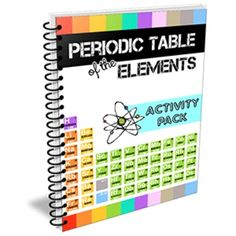 a notebook with the words period table and an activity pack on it, in front of a white background