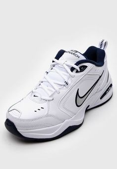 Tênis Nike Air Monarch Iv Branco/Azul-MarinhoBico: RedondoTecnologia: Air: Sistema Air de amortecimento, que se espalha por todo solado, absorve forças de impacto e guia o pé com segurança.Possui recortes decorativos e logo da marca em destaque na lateral Air Monarch Iv, Nike Street, Nike Air Monarch Iv, Nike Air Monarch, E Logo, Gym Shoes, Crazy Shoes, Dream Shoes