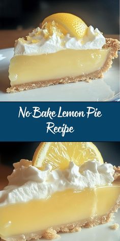 no bake lemon pie recipe on a white plate