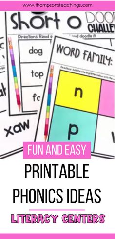 printable phonicic activities for kids with the words fun and easy to use