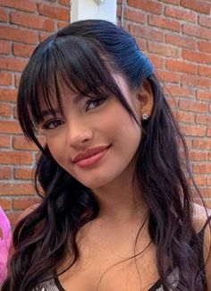 Fringe Bangs Big Forehead, Shoulder Hair With Fringe, Bangs On Brunettes, Up Do With Fringe, Armpit Length Hair With Bangs, Fringe With Straight Hair, Straight Bangs Haircut, Hairstyle Inspo With Bangs, Brunette Hair Fringe