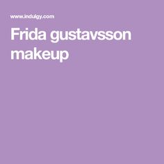 the words frida gustavson makeup are in white letters on a purple background