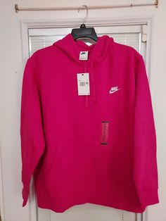 NWT NIKE SIZE XXL PINK FIREBERRY SPORTSWEAR CLUB FLEECE HOODIE Excellent Condition Measurements are 56" across the chest  & 30" from the shoulder to the hem. Please ask any questions before making your purchase,  Cleaning Closets:    NO RETURNS Nike Hoodie Pink, Pink Nike Hoodie, Pink Sportswear, Cleaning Closet, Pink Nike, Pink Nikes, Nike Hoodie, Nike Outfits, Pink Hoodie