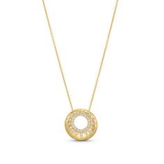 The Diamond Scattered Cirlce Pendant Necklace is crafted from high-quality gold, featuring a unique pattern of brilliant round diamonds totaling approximately 0.60 carats. Luxury Diamond Necklace With Sparkling Yellow Gold Stones, Luxury Yellow Gold Diamond Necklace With Sparkling Stones, Formal Yellow Gold Diamond Necklace With Sparkling Stones, Dazzling Yellow Gold Diamond Necklace With Sparkling Stones, Luxury Diamond Necklace With Sparkling Stones, Luxury Round Diamond Necklace With Sparkling Stones, Yellow Gold Cubic Zirconia Diamond Necklace With Sparkling Stones, Yellow Gold Jewelry With Sparkling Round Stones, Yellow Gold Necklace With Sparkling Stones For Anniversary