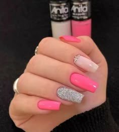 Nails Patygirl, Nails Rosa, Fancy Nails Designs, White Acrylic Nails, Pink Acrylic Nails, Luxury Nails, Fancy Nails