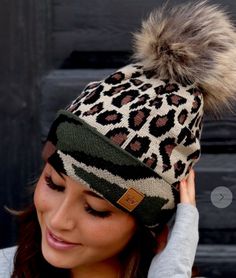 Camo & Leopard Pom Beanie Hat Sugar Boutique - ships from Shawnee, KS Family run boutique - ❤ Shipping and return info - https://www.sugarboutiquekc.com/pages/shipping-returns Fall Bonnet Hat, One Size Fits Most Bonnet Hat For Fall, One Size Fits Most Fall Bonnet Cap, Fall Bonnet One Size Fits Most, Fall Bonnet Cap, One Size Fits Most, One Size Beanie For Fall, Trendy Adjustable Bonnet For Fall, Trendy Fall Bonnet, One Size Fits Most, Fall Beanie With Curved Brim, One Size Fits Most