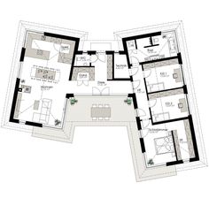 the floor plan for an apartment with three bedroom and two bathrooms, including one living room