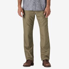 Lighter-weight but still durable enough for heavy-duty work, our All Seasons Hemp Canvas Double Knee Pants are made from an innovative 9.6-oz 55% industrial hemp/27% recycled polyester/18% organic cotton blend that needs no break-in and offers the strength, comfort and breathability needed for warmer weather tasks. As one of the world’s strongest natural fibers, the hemp content provides remarkable toughness and durability; the recycled polyester and organic cotton provide a soft hand and allow a tighter weave for increased abrasion resistance. A roomy fit and gusseted crotch offer non-binding comfort and freedom of movement; the contoured waistband sits comfortably under a tool belt and has seven belt loops for extra heft if you’re clipping tools to a regular belt; the pants close at the Outdoor Cotton Pants With Belt Loops, Outdoor Cotton Work Pants With Side Pockets, Straight Leg Cotton Work Pants For Outdoor Activities, Straight Leg Cotton Work Pants For Outdoor, Cotton Straight Leg Work Pants For Outdoor Activities, Relaxed Fit Pants With Hip Pockets For Outdoor Work, Durable Utility Cargo Pants For Outdoor Work, Khaki Work Pants With Hip Pockets And Relaxed Fit, Work Pants With Hip Pockets For Outdoor