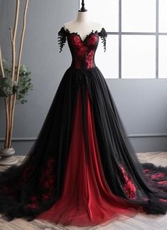 Product Style: #S5KI Material: Tulle Color: Black and Red Built in Bra: Yes Hemline: Floor Length Back Detail: Lace-up Delivery times: Processing time:    2-3 weeks Shipping time:      3-5 working days Rush order service is available, if you need rush order, please visit: Rush Order ，rush order fee is $20. Custom Size: For custom size, please give us the correct measurements in the order notes when you check out, and please have a look our measuring guide at first. There is no extra payment for Black And Red Formal Dress, Black And Red Prom Dress, Black And Red Prom, Off Shoulder Prom Dress, Dress Black And Red, Red Formal Gown, Off Shoulder Gown, Prom Dress Inspiration, Pretty Prom Dresses