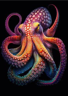 Rainbow Octopus, Sea Life Animals, Decoupage Papers, Paper Furniture