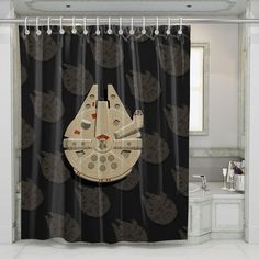 falcon spaceship star wars shower curtains Spaceship Star Wars, Star Wars Shower Curtain, Vanity Colors, Personalized Shower Curtain, Contour Rug, Small Bath, Shower Rod, Mesh Laundry Bags, Shower Curtain Set