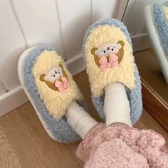 Fun Round Toe Winter Slippers, Fun Round Toe Slippers For Winter, Kawaii Synthetic Slippers With Round Toe, Cute Closed Toe Slippers With Rubber Sole, Kawaii Non-slip Slippers With Round Toe, Cute Flat Winter Slippers, Kawaii Non-slip Round Toe Slippers, Cute Flat Slippers For Winter, Cartoon Style Non-slip Slippers With Round Toe