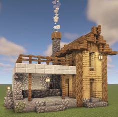 Minecraft Armourer's Workshop, Furnace House Minecraft, Minecraft Mill Ideas, Minecraft Armorer's House, Minecraft Lumberjack House, Black Smith Minecraft, Stone House Minecraft, Modern Minecraft Houses Interiors, Minecraft Altar