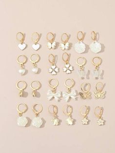 Teen Earrings, Princess Earrings, Preppy Jewelry, White Minimalist, Kids Earrings, Heart Shaped Earrings, Hoop Earring Sets, Fancy Jewelry, Earring Patterns