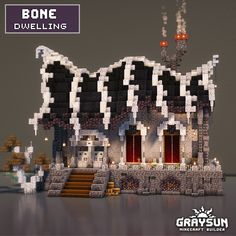 an image of a house made out of lego blocks with the words bone dwelling on it