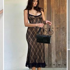 Lace Midi Dress. Stretchy Material And Conforms To Your Body. Soft And Comfortable To Wear. Size Xl But Would Fit L Black And Cream Dress, Latina Dress, Brown Lace Dress, Plain Midi Dress, Cami Midi Dress, Printed Halter Dress, Sleeveless Long Dress, Pleated Mini Dress, Floral Print Midi Dress