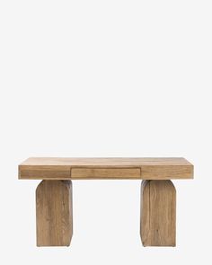 a wooden table with two legs on it