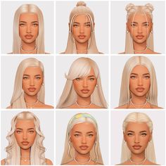 many different types of blonde hair are shown in this image, including the head and shoulders