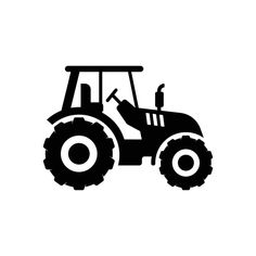 a black and white silhouette of a tractor or farm vehicle with wheels on the front