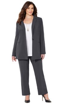 When you want to add instant polish to your look, add our Right Fit Curvy Blazer to your outfit. It's designed to fit curvier body shapes. We designed this style with soft and smooth fabric that has the perfect amount of stretch so it fits you comfortably and beautifully. For a fashion power move, pair it with our Right Fit® Pant and see how quickly you'll be climbing up the style ladder. FABRIC: Our quality two-way stretch fabric gives you a smooth, comfortable fit, while retaining its elastici Curvy Body Types, Plus Size Blazer, Swimsuits For All, Womens Rights, Workout Pants, Body Shapes, Climbing, Stretch Fabric, Comfort Fit