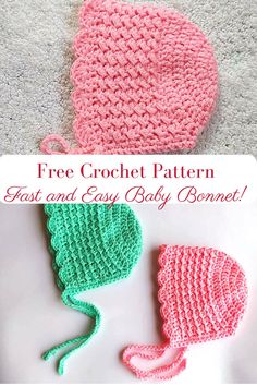 Super easy and cute crochet baby bonnet Baby Bonnet Pattern Free, Crochet Baby Bonnet Pattern, Crochet Baby Hats Free Pattern, Crochet Baby Cap, Baby Hat Free Pattern, Baby Bonnet Pattern