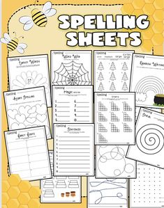 the worksheet for spelling sheets with bees and honeybees on it, including bee