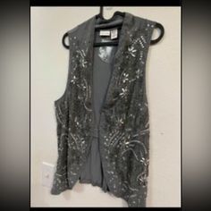 Newport News Brand New With Tag Open Beaded/Rhinestones Vest Great For Party Or Any Occasion Gray Size L Black Size M Pet Free Smoke Free Home Newport News, New Top, Newport, Black Gray, Black And Grey, Top Brands, Brand New, Pet, Grey