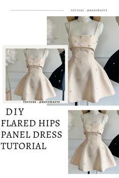 the instructions for how to make a pleaed dress with buttons and pearls on it