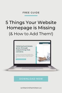 a laptop with the title 5 things your website homepage is missing and how to add them