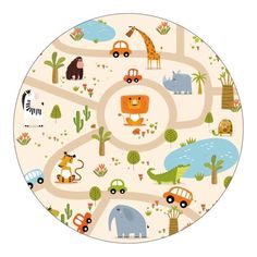 D630 / Diameter 80cm Lovely Pattern Baby Play Road Rug, Tropical Animals, Childrens Rugs, Safari Park, Custom Carpet, Martial Art, Baby Play Mat, Kids Room Rug, Room Carpet