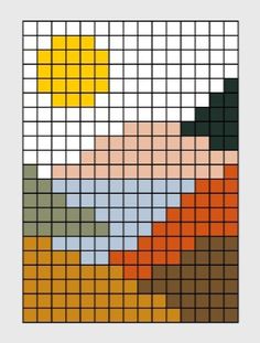 a cross stitch pattern with different colors and shapes