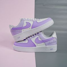 Light purple with Dark Purple Swoosh Air Force 1s Custom Shoes Sneakers-shecustomize Flowers Anime, Lv Sneakers, Custom Af1, Air Force 1s, Unique Sneakers, Air Force 1 Custom, Purple Sneakers, Sneaker Lovers, Custom Air Force 1